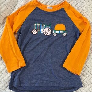 Boys Plaid Pumpkin Hayride Raglan Tee. New Boutique